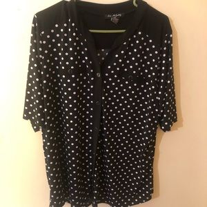 Black and white polka dot blouse